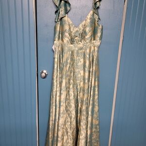Azazie Blue and Cream Floral Dress